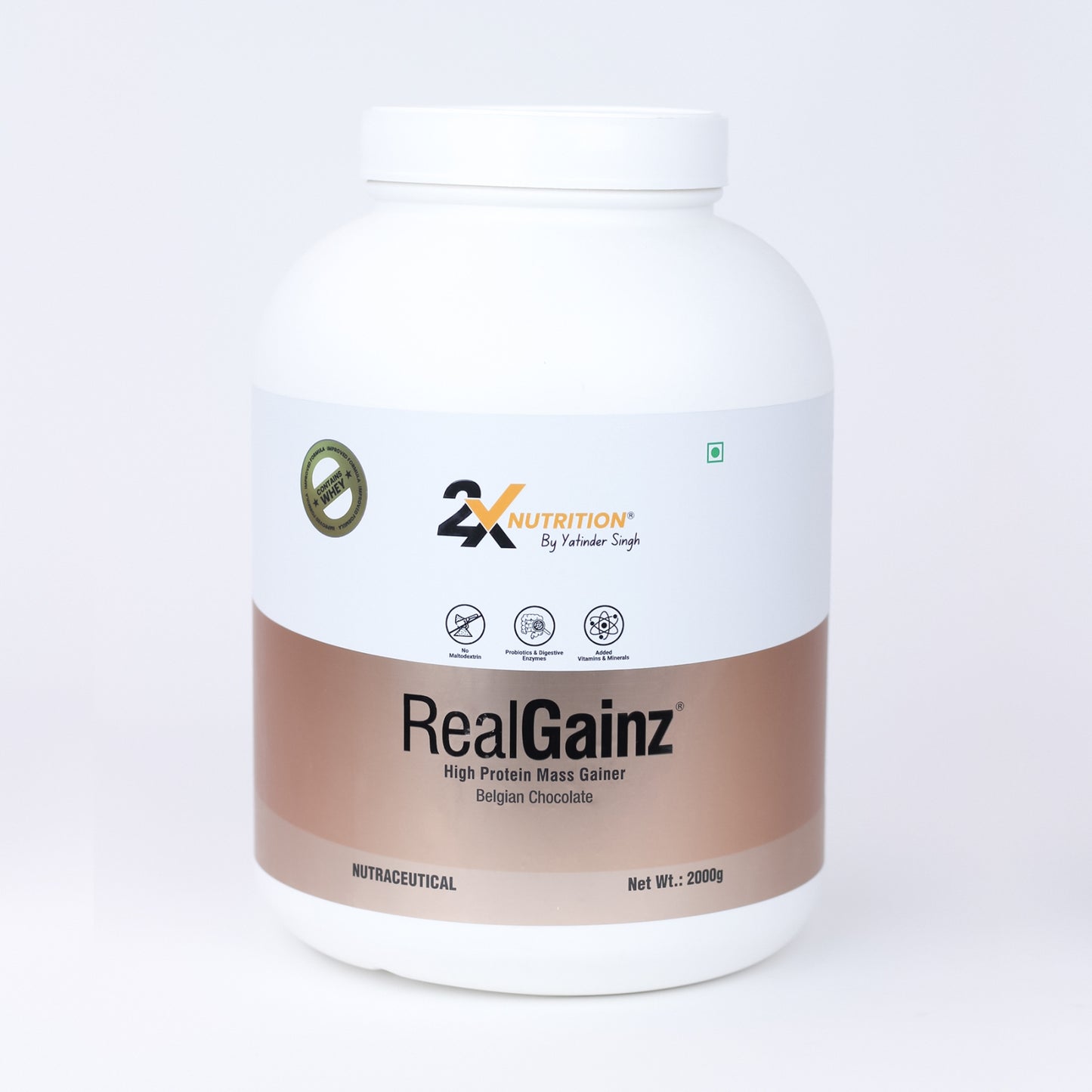 RealGainz (Belgian Chocolate- 2kg) - 2X Nutrition