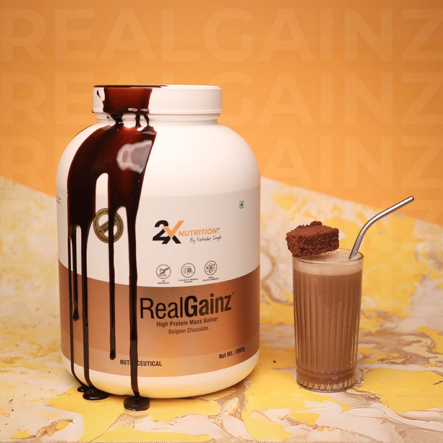 RealGainz (Belgian Chocolate- 2kg) - 2X Nutrition