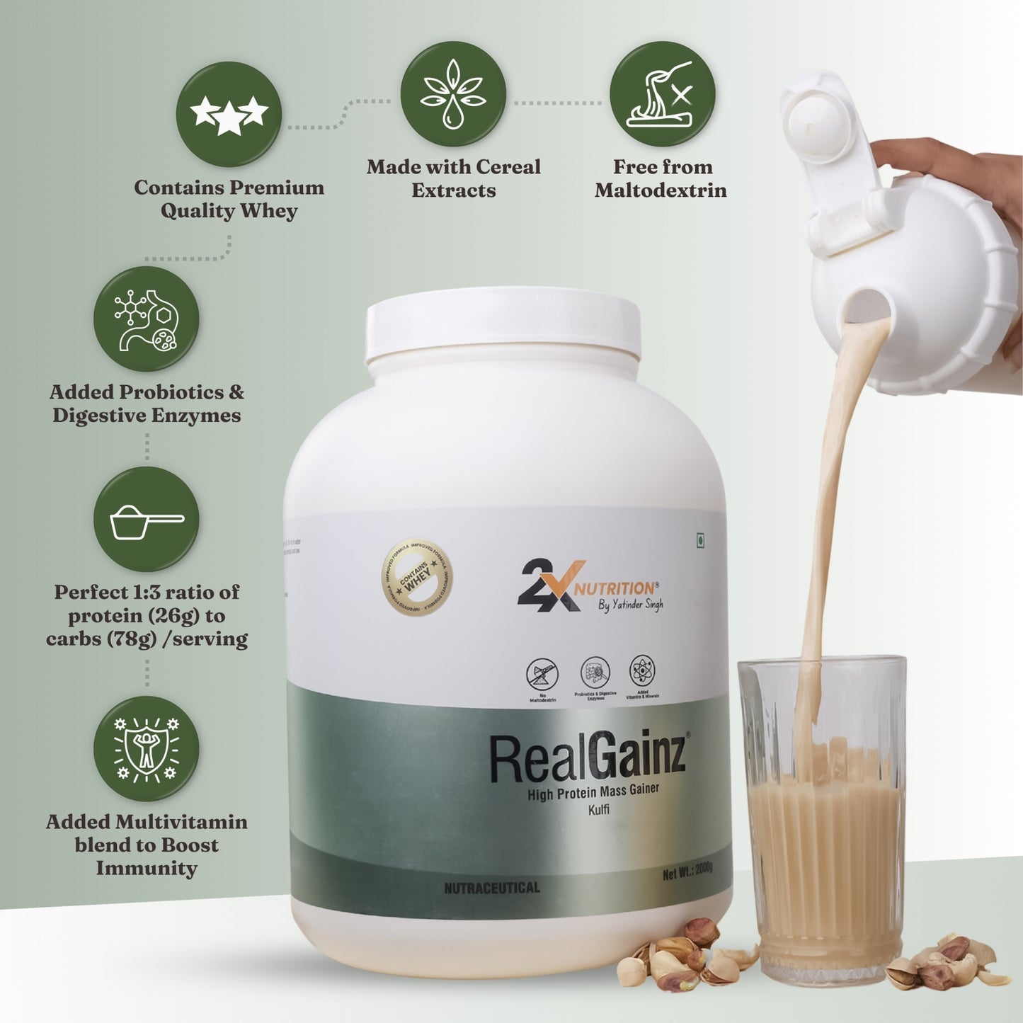 RealGainz (Kulfi- 2kg) - 2X Nutrition