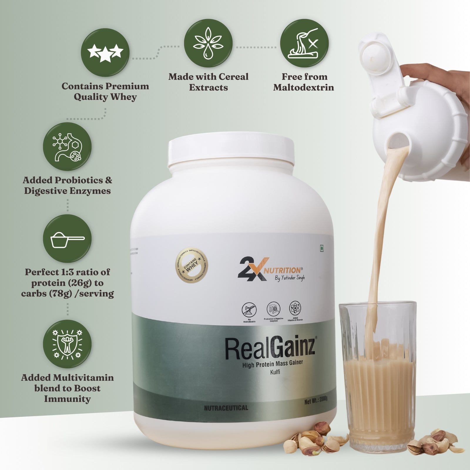 RealGainz (Kulfi- 2kg) - 2X Nutrition