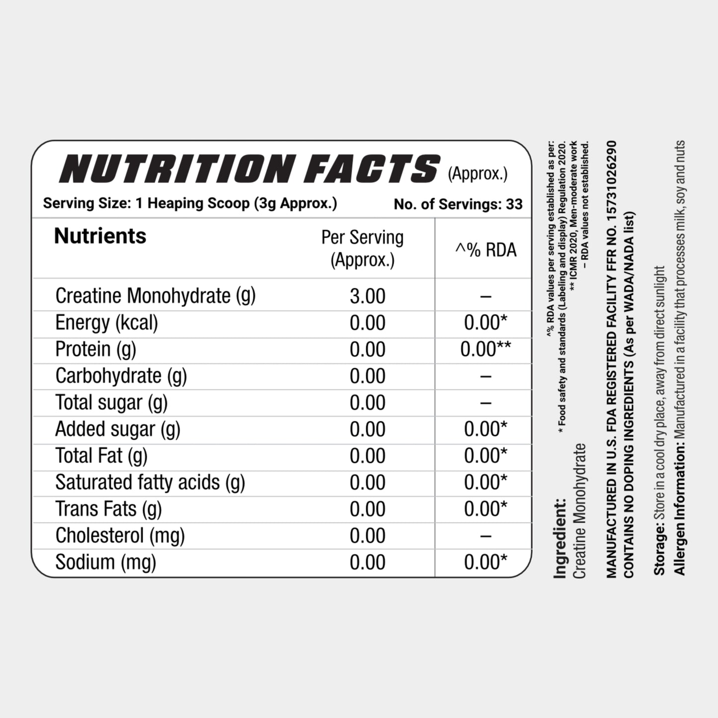 Creatine, 100% Pure & Micronized - 2X Nutrition