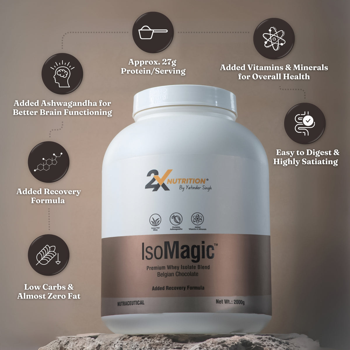 Buy IsoMagic Chocolate 2kg - Isolate Powder – 2X Nutrition