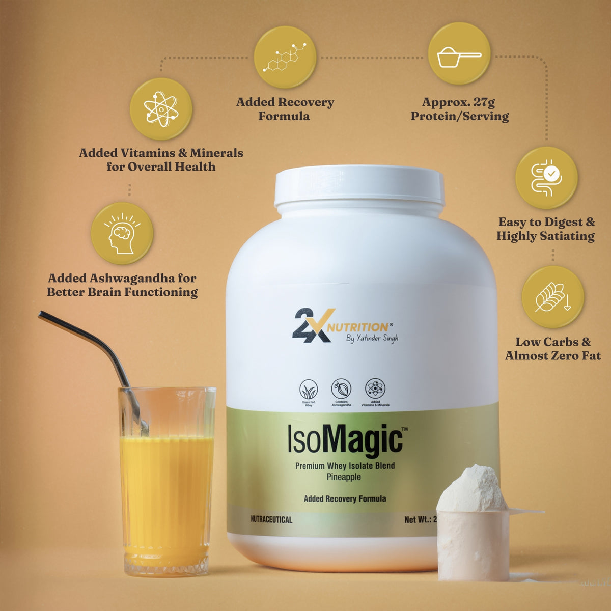 Buy IsoMagic Pineapple 2kg - Isolate Powder – 2X Nutrition