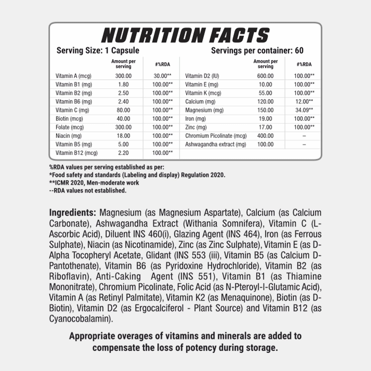 Vitammune, Multivitamins & minerals Capsule